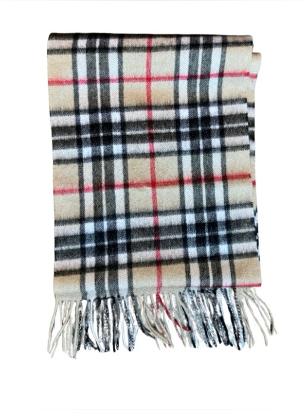 Classic Plaid Women's Fringe Scarf - Beige Black Red